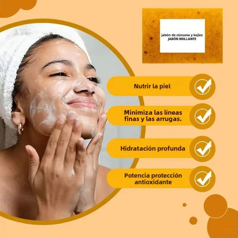 Jabón de Ácido Kójico de Limón y Cúrcuma - Bellezia Luxe